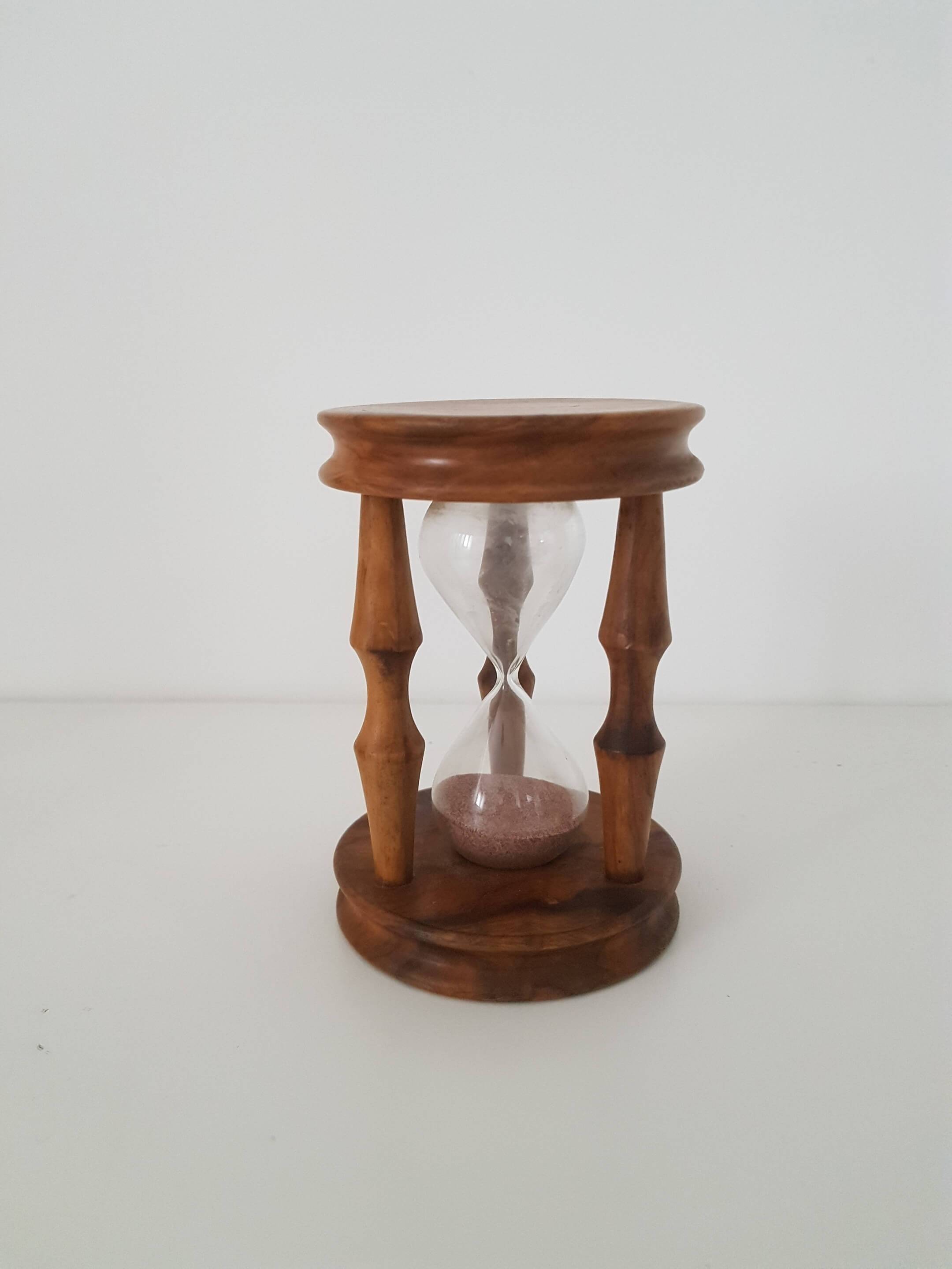 Vintage olive wood hourglass