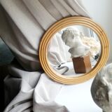 Round rattan mirror