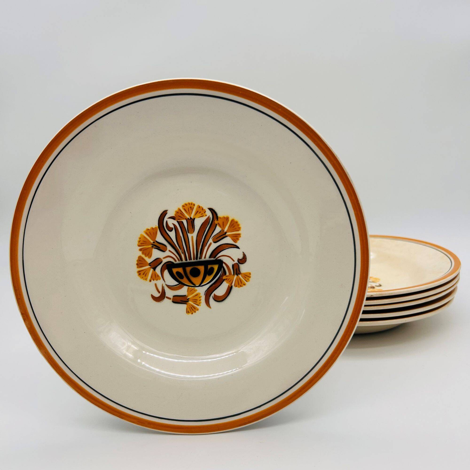 6 Deep Plates, Creil and Montereau – Pansy Model.