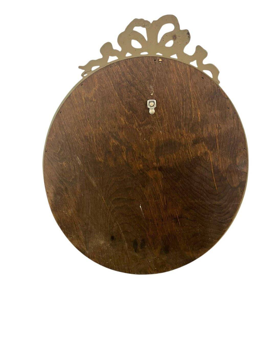 Miroir mural ovale baroque vintage à décor de noeud