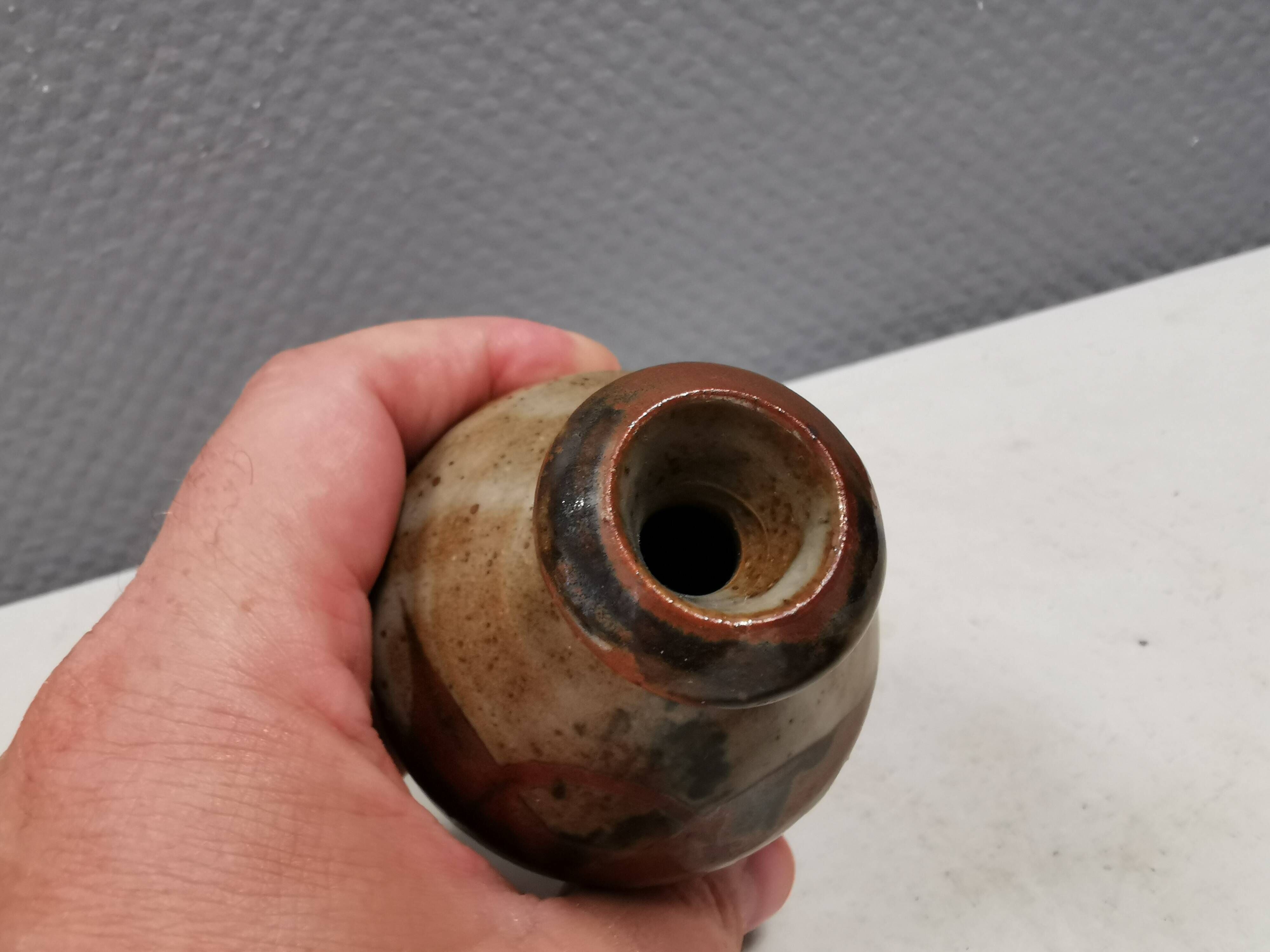 Small miniature vase by TM Danmark, 1970s–1980s. With a narrow ‘spout’