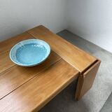 Plat assiette émaillée bleue tripode
