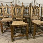 Set of 12 carved wooden chairs, Italy