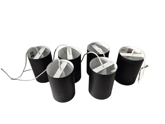 6 Louis Poulsen "pipe" pendant lights, 1960s, lacquered steel