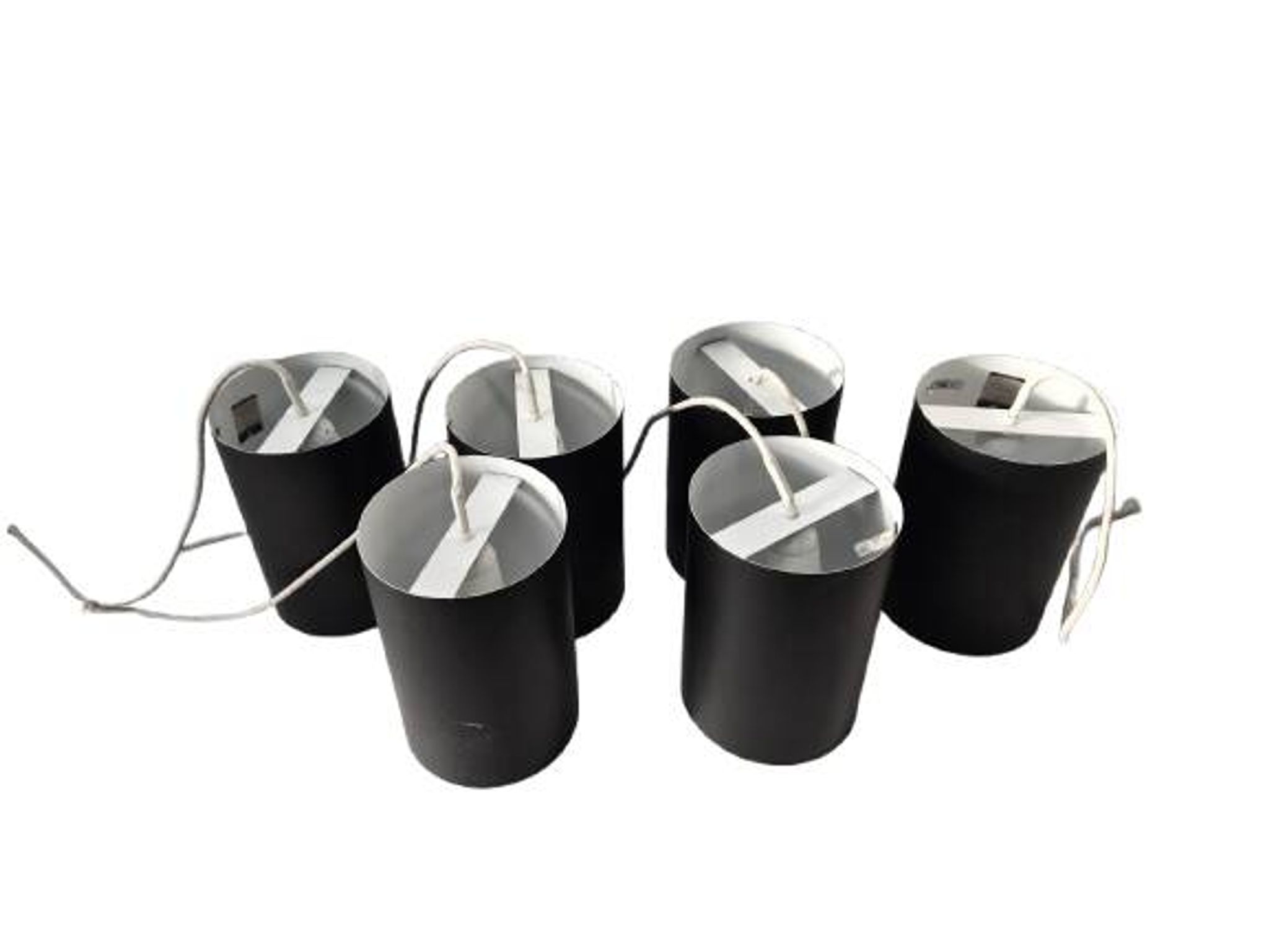 6 Louis Poulsen "pipe" pendant lights, 1960s, lacquered steel