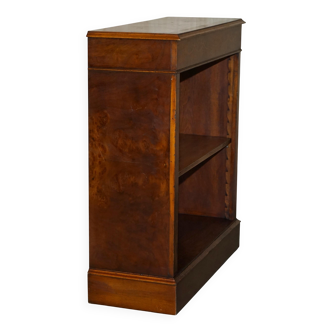Brights of Nettlebed style Sheraton dwarf library in burr elm, walnut, and mahogany.