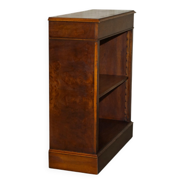 Brights of Nettlebed style Sheraton dwarf library in burr elm, walnut, and mahogany.