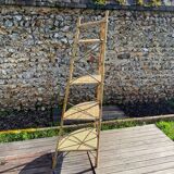 Étagère d angle style Audoux Minnet en rotin vintage 1950