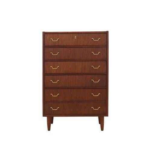 Danish teak chest of drawers with six drawers and lockable top drawer, 1960s