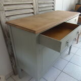 Buffet vintage green grey finish waxed