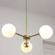 Italian Mid century Modern Chandelier in Brass and Opaline Glass, 1960s