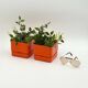 Set of 2 Orange Plastic Planters by Vastill, Italy, 1970s