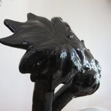 Black ceramic "palm" lamp and white opaline ball 70/80