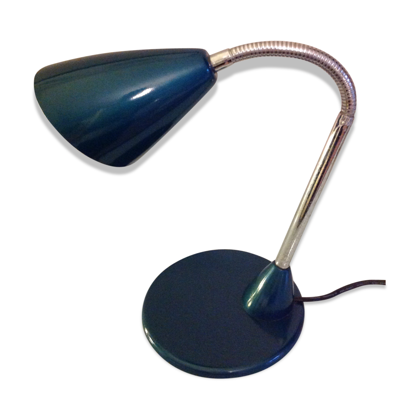 Desk lamp metal blue duck and chrome