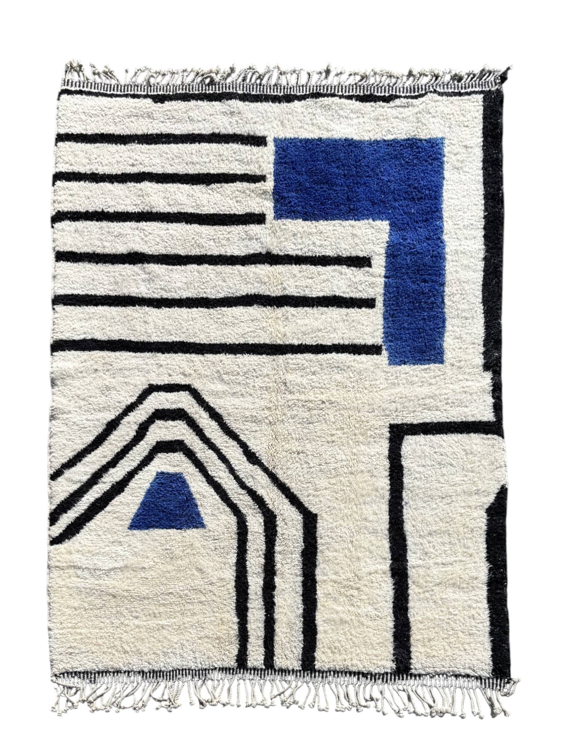 Moroccan Berber wool rug 210x300 cm – Modern black graphic rug