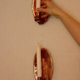 Paire d'appliques murales suédoises en cuivre du milieu du siècle