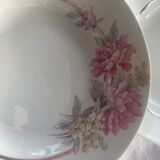 6 hollow porcelain plates with art deco peony pattern