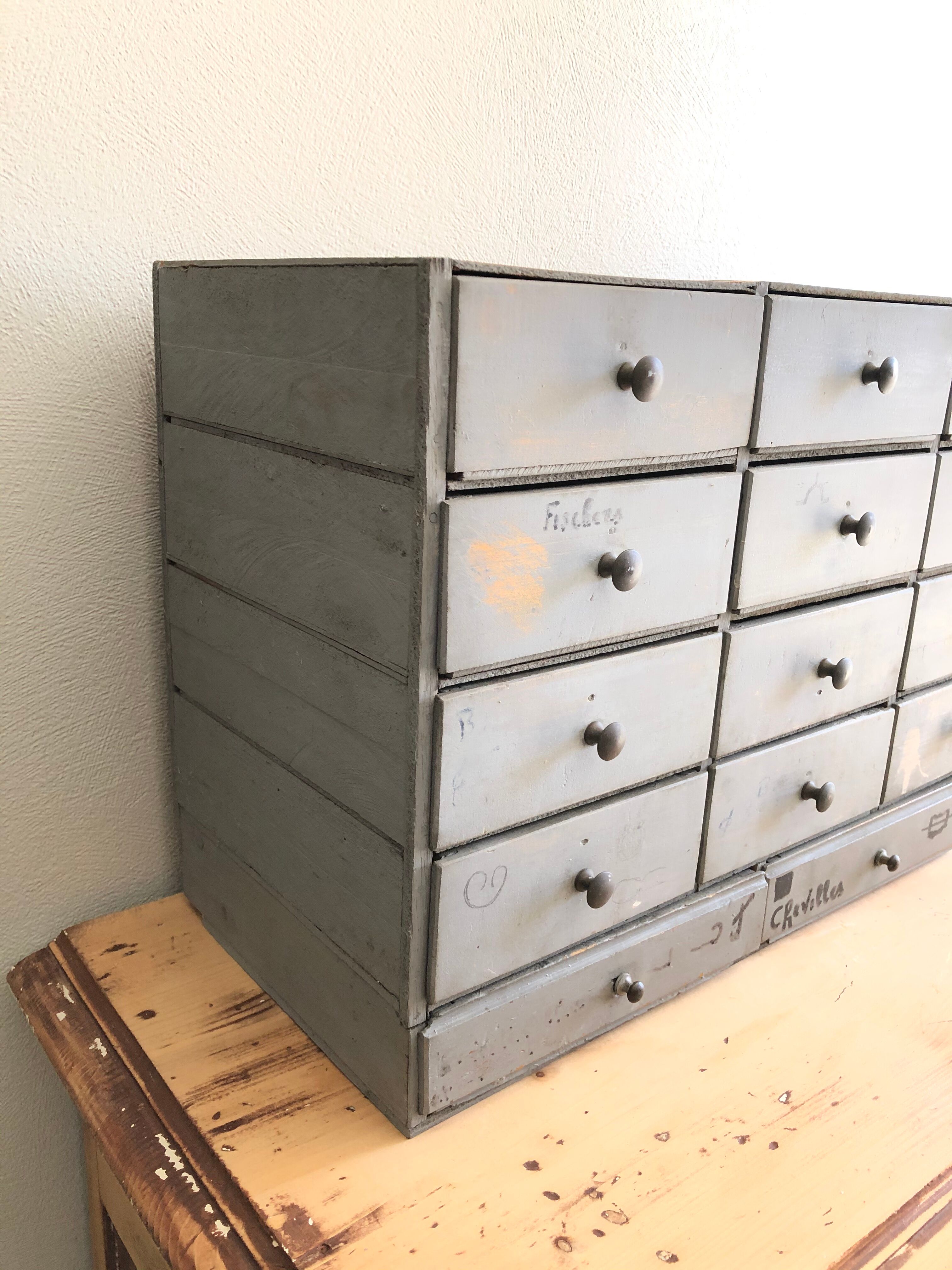 Furniture drawers patinated