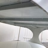 Oval white-panelled metal coffee table 70s