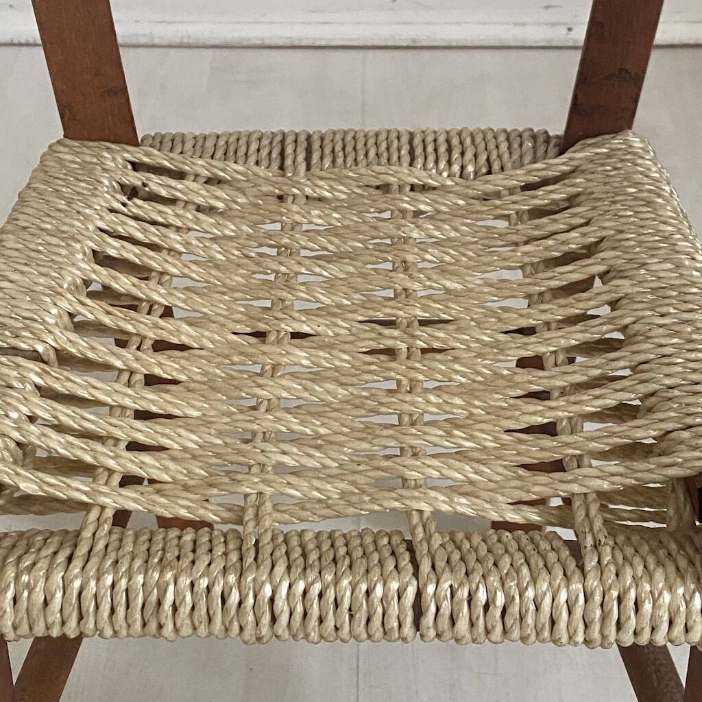 Chaise d'enfant vintage bois et corde