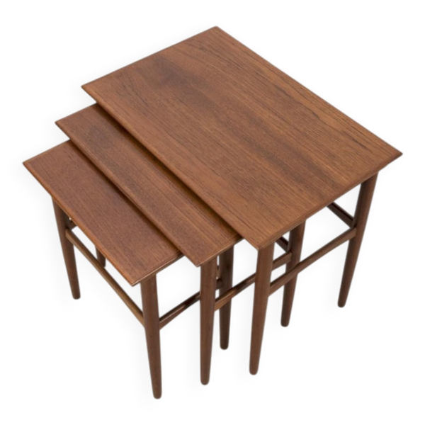 Tables gigognes en teck danois, ensemble de 3