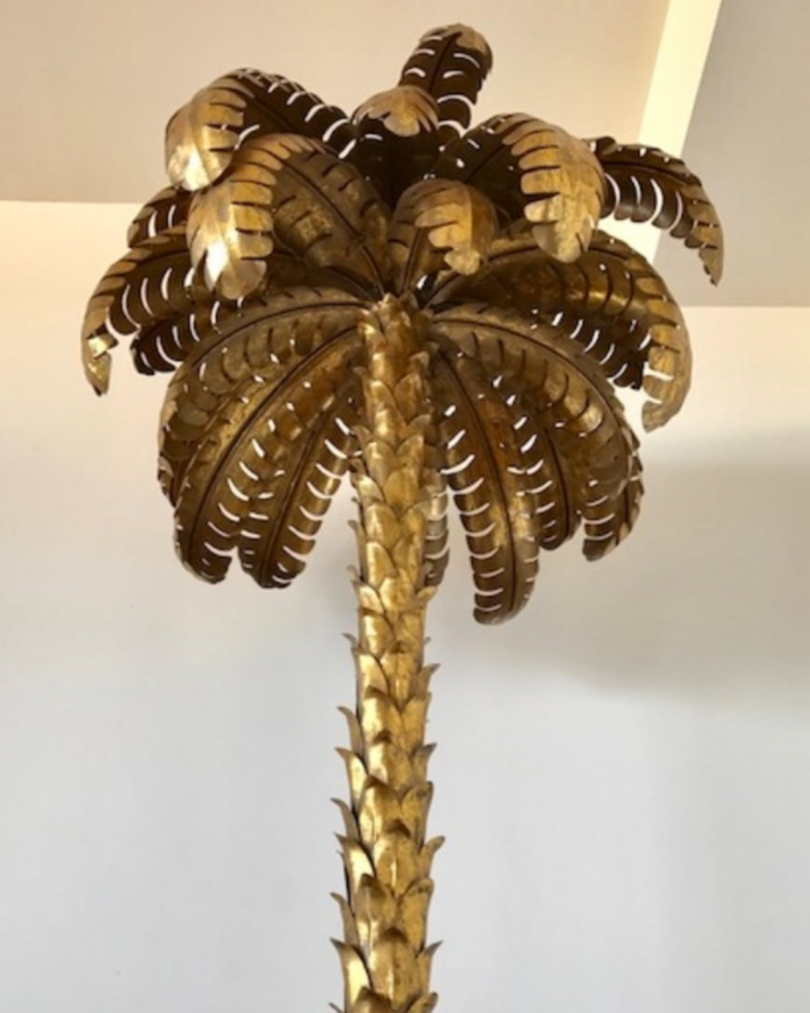70s golden metal palm tree floor lamp