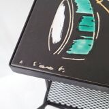 Vintage 1950s side table magazine rack ceramic & steel 50s 1950s music