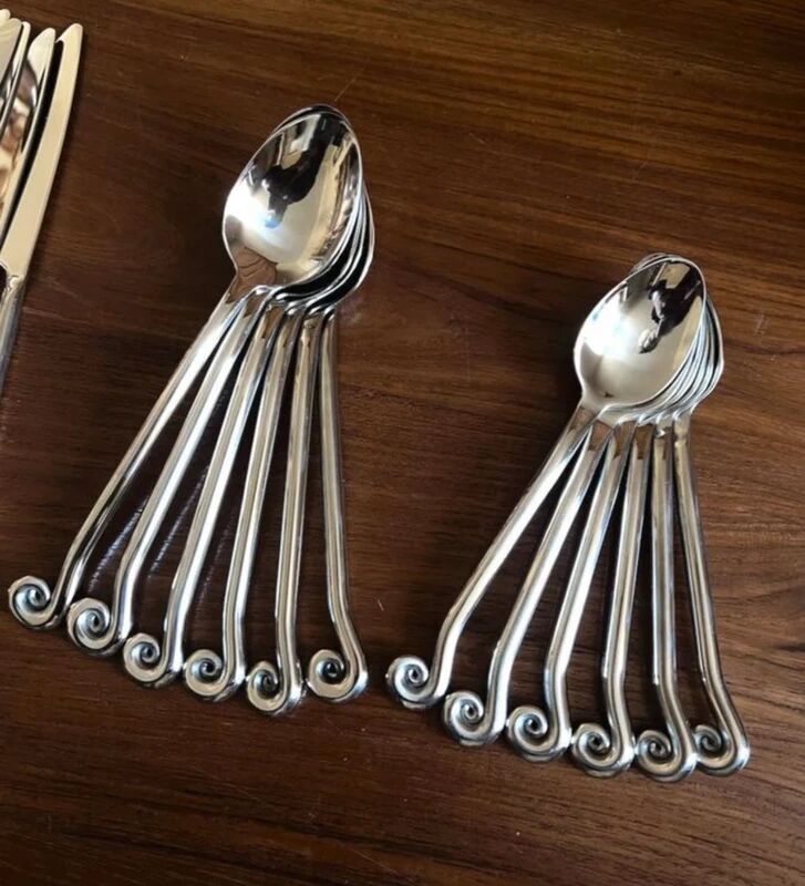 30-piece stainless steel cutlery set - spiral shape, swirls