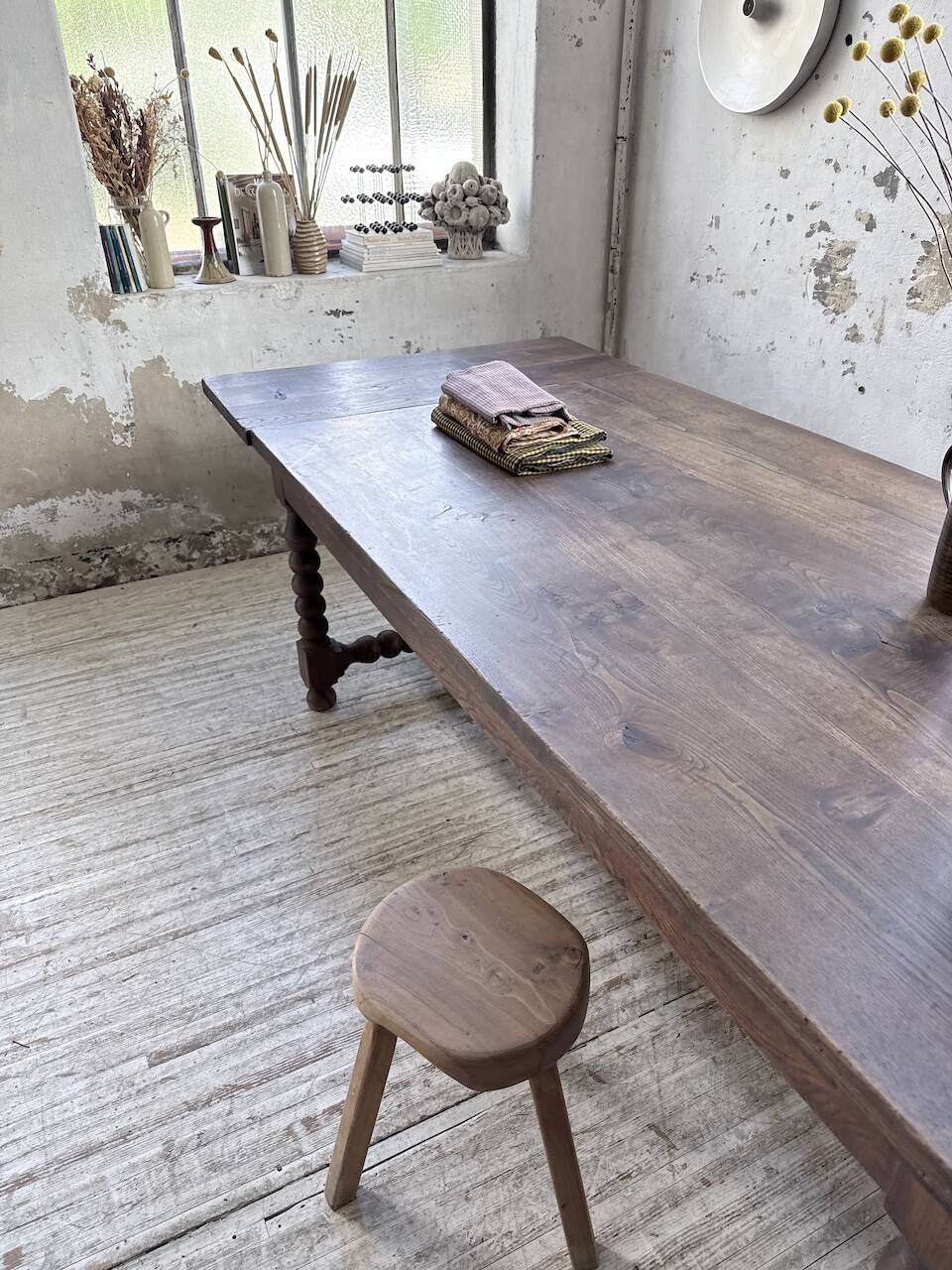 Solid oak table 1900 drapery style XL 280cm with extensions