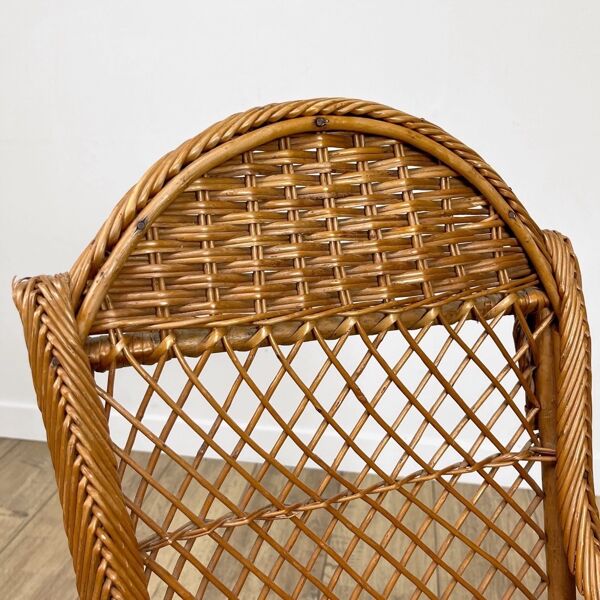 Fauteuil enfant en osier rétro 1930