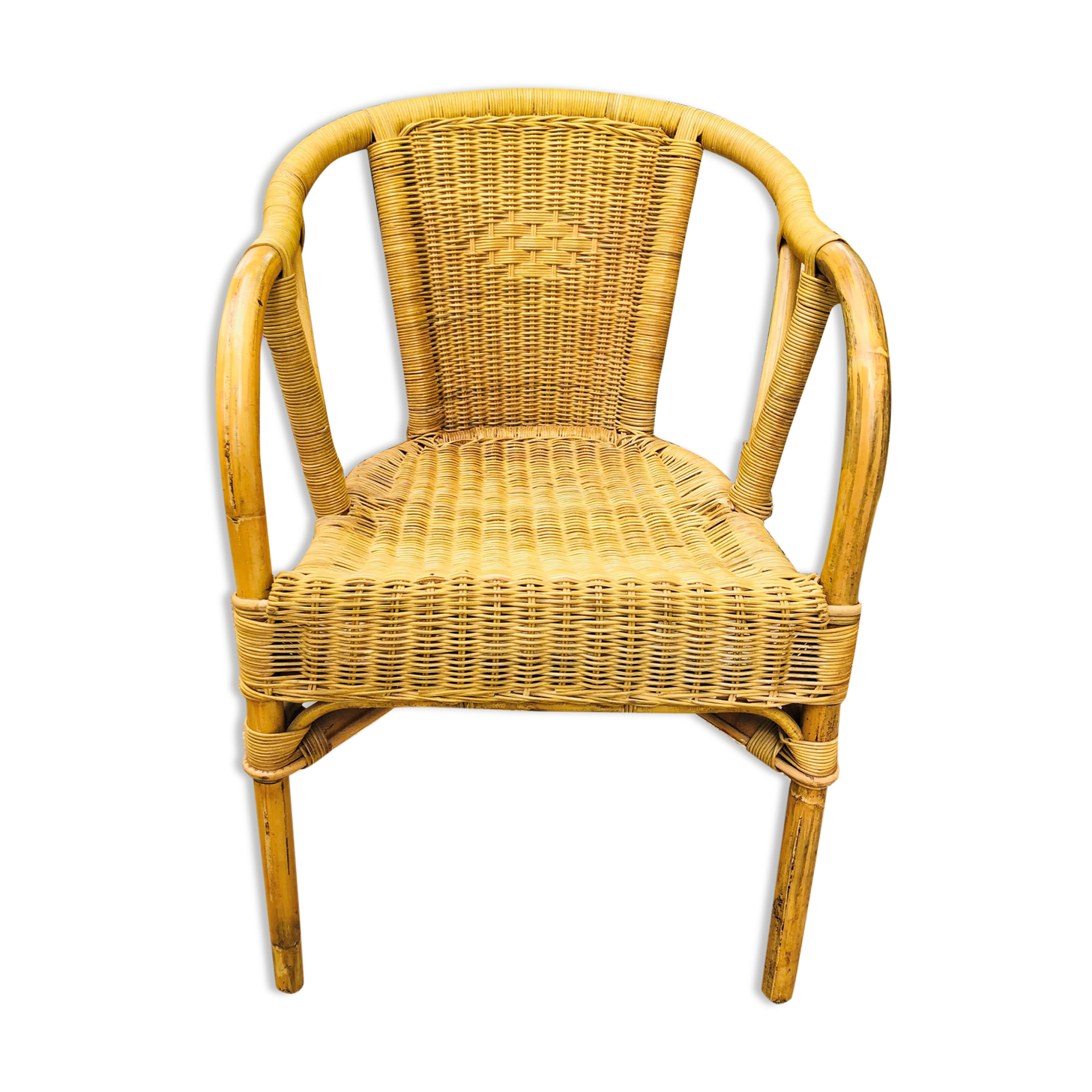 Rattan and wicker armchair