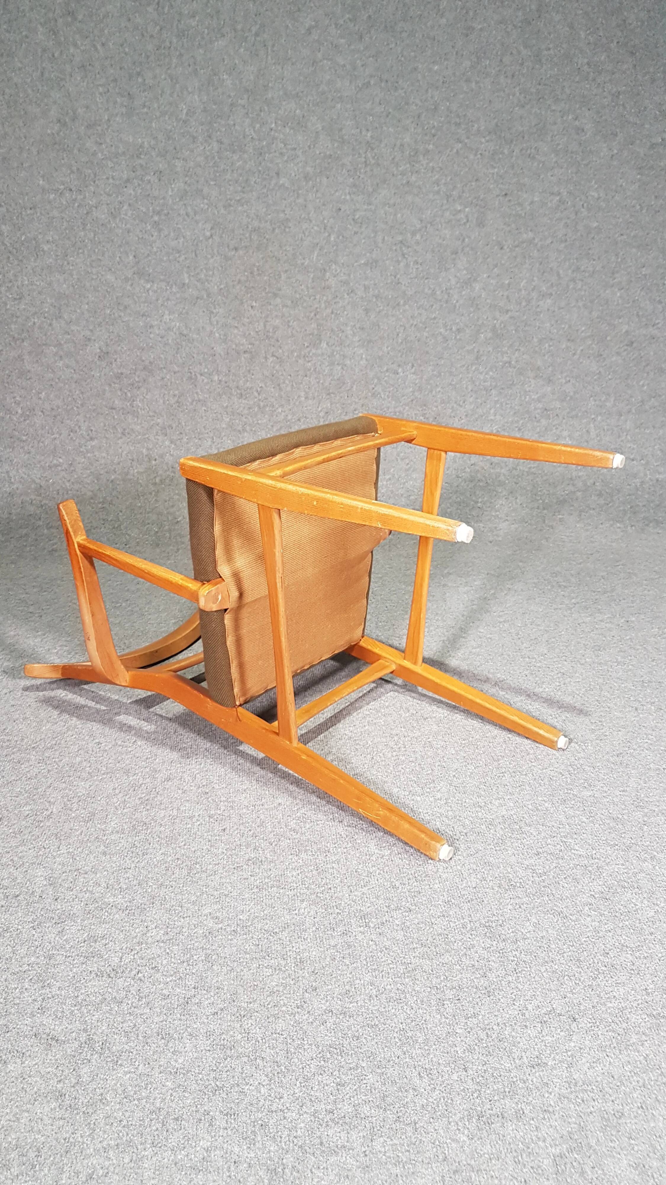 Set of 4 Dutch wooden dining armchairs in Danish style. 1950s