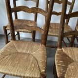 5 oak and straw chairs