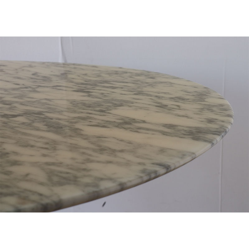 Roche Bobois oval table in marble and aluminum 1970
