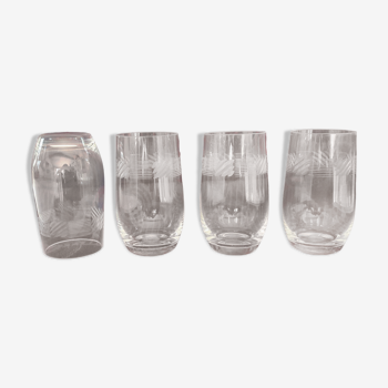 Set of 4 water glasses art deco