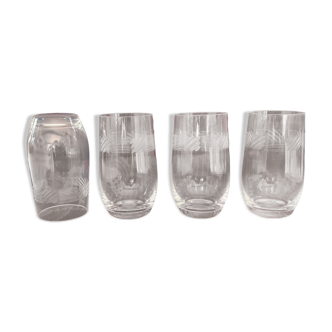 Set of 4 water glasses art deco