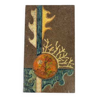 Vintage enameled lava plaque