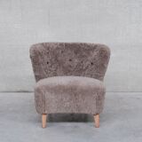 Gösta Jonsson Shearling Mid-Century Swedish Lounge Chair