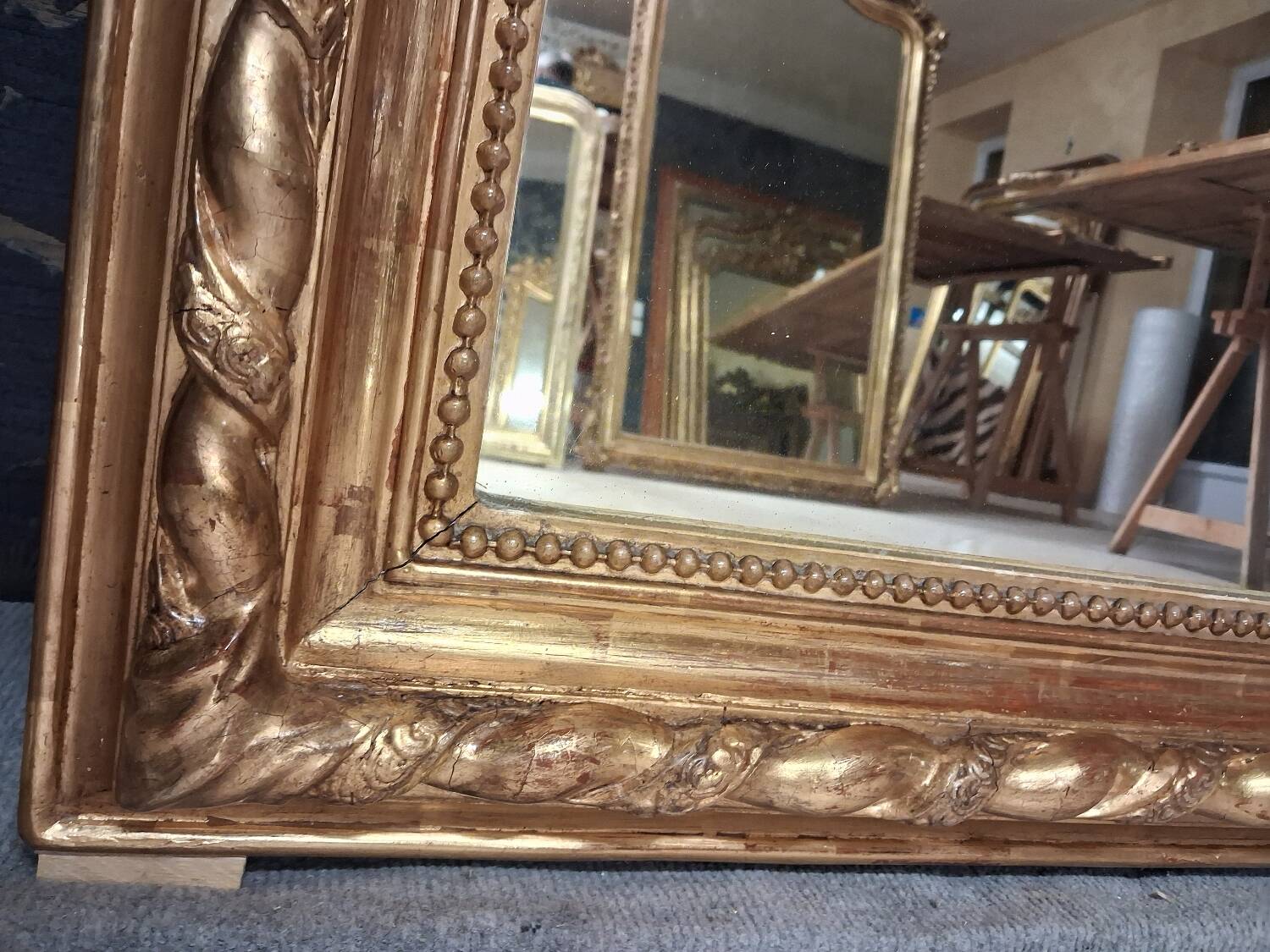 19th century mirror inspired by Louis XVI style, 2.15m x 98cm