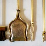 Servant, accessories fireplace, marked chiseled bronze and brass, 5 pieces