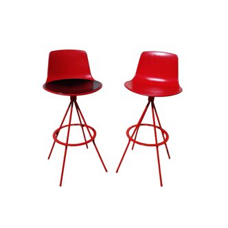Paire tabourets de bar rouge / Vintage Design Lottus Enea