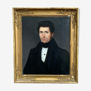 Poulet, portrait d’un gentleman, huile sur toile, XIXème siècle