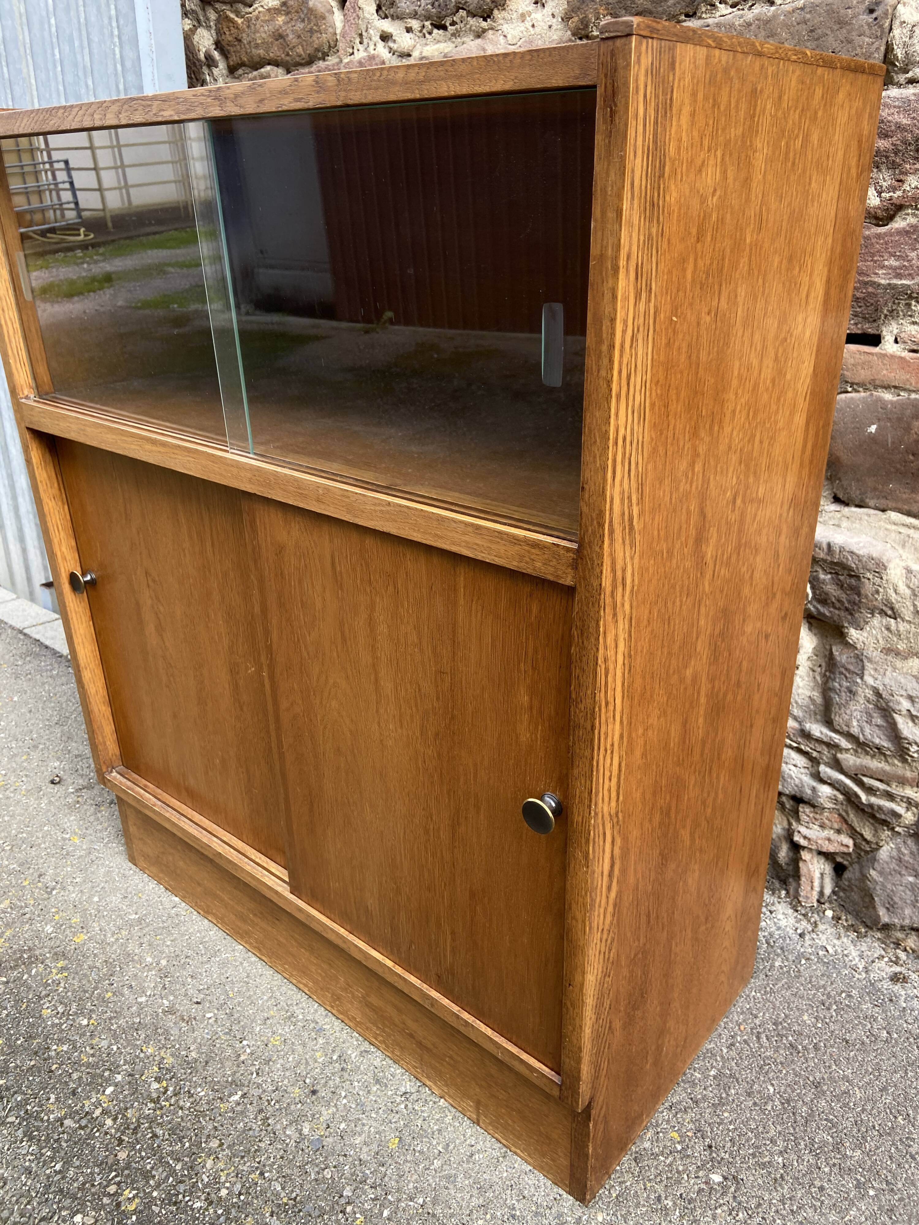 Oak Library 1960-70s French Design shop window industrial Art Deco