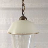 Vintage pendant light in glass and gold metal - 1960s