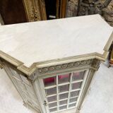 Napoleon III Period Display Cabinet in Painted Wood with Beveled Tiles in Louis XVI Style