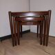 3 vintage Scandinavian white laminated teak nesting tables 1960 1970