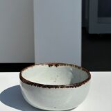 Small white glazed ceramic bowl black edges
