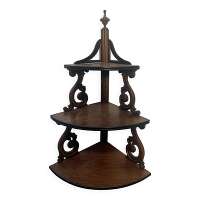 Etagère d'angle Napoléon III en noyer massif XIX siècle