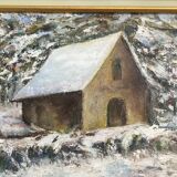 Oil on canvas "Farm in the forest"