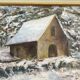 Oil on canvas "Farm in the forest"